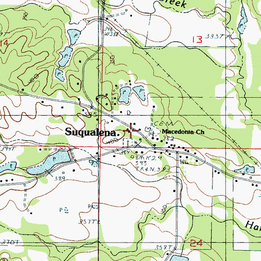 Topographic Map of Suqualena United Methodist Church, MS