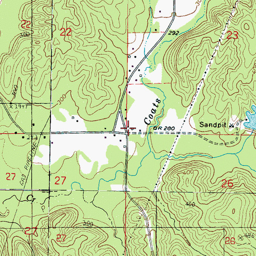 Topographic Map of Valley School (historical), MS