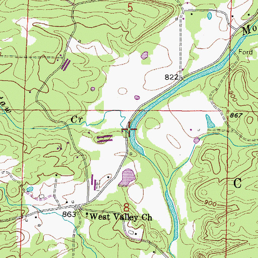 Topographic Map of Choctaw Creek, AR