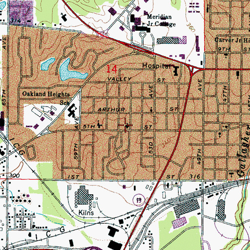 Topographic Map of Westminster Presbyterian Church, MS