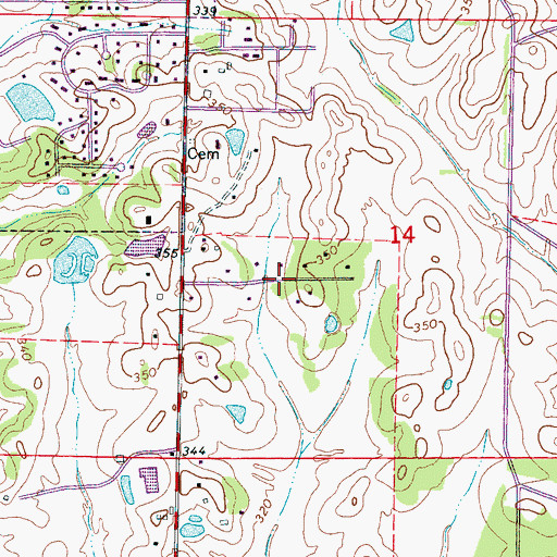 Topographic Map of Country Club Subdivision, MS