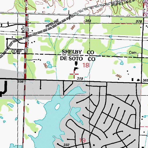 Topographic Map of Temple Baptist Church, MS