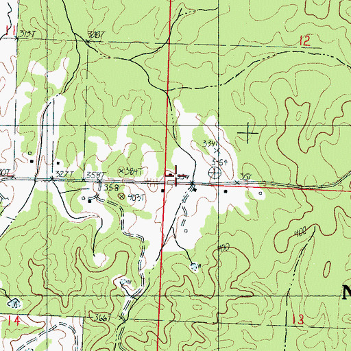 Topographic Map of Brattons Chapel, MS