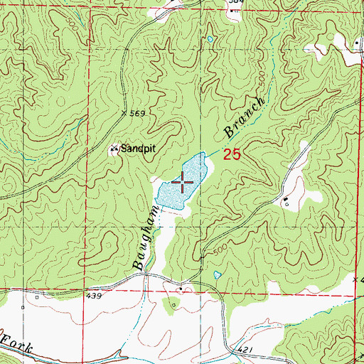 Topographic Map of Baugham Lake, MS