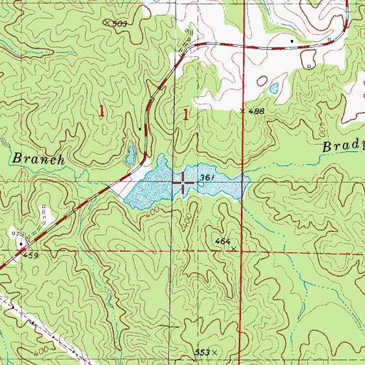 Topographic Map of Brady Lake, MS