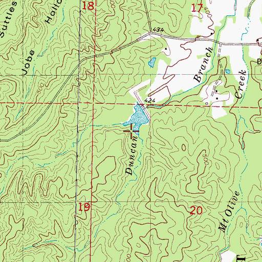 Topographic Map of Duncan Lake, MS