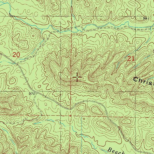 Topographic Map of Christopher Mountain, AR
