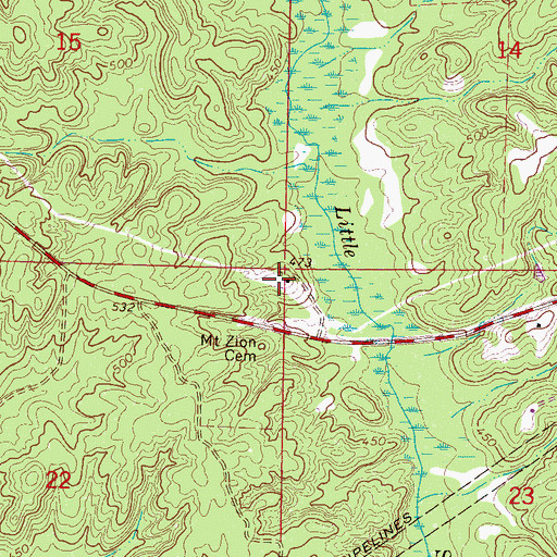 Topographic Map of Mitchell Cemetery, MS