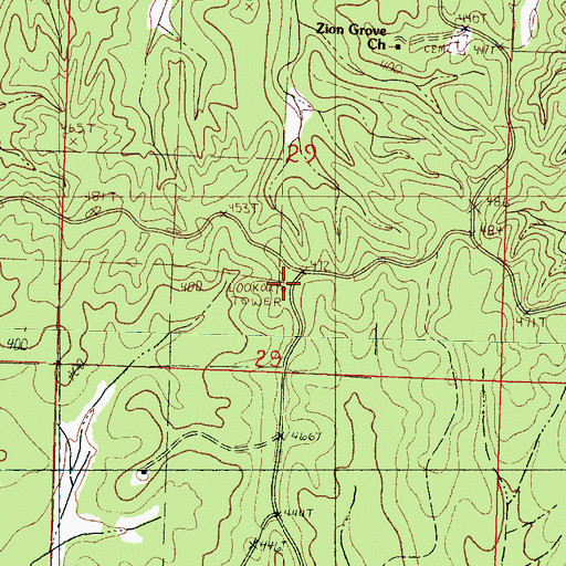 Topographic Map of Coffeeville Lookout Tower, MS