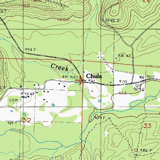 Topographic Map of Chula, AR