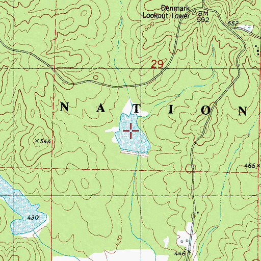Topographic Map of Denmark Lake, MS
