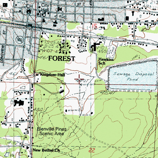 Topographic Map of Bienville Work Center, MS