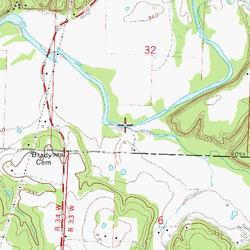 Topographic Map of Cincinnati Creek, AR
