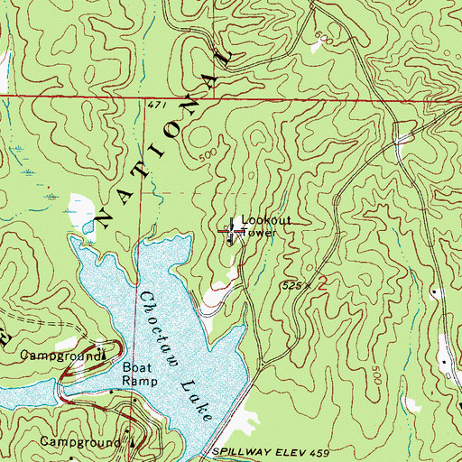 Topographic Map of Choctaw Work Center, MS