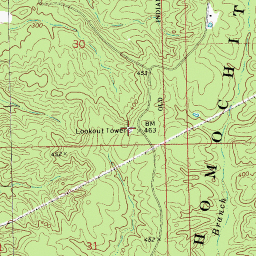 Topographic Map of Quentin Lookout Tower, MS