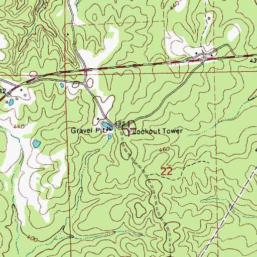 Topographic Map of Pleasant Hill Lookout Tower, MS