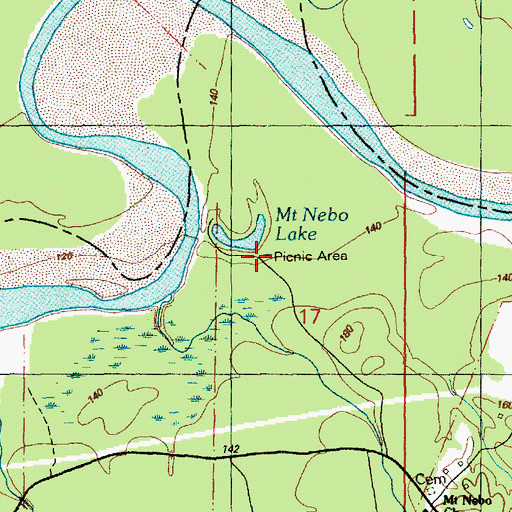 Topographic Map of Mount Nebo Recreation Area, MS