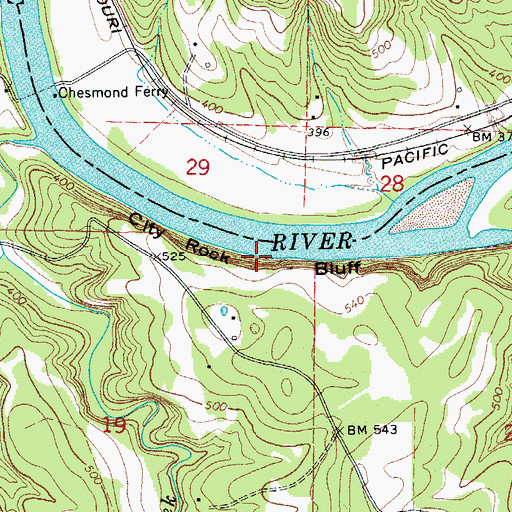 Topographic Map of City Rock Bluff, AR