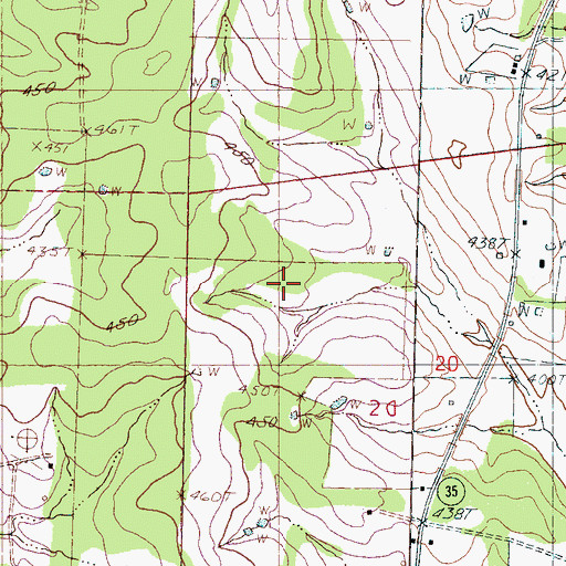 Topographic Map of Bienville National Forest, MS