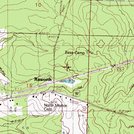 Topographic Map of Shockaloe Base Camp Recreation Site, MS