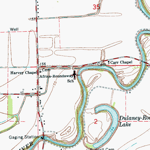 Topographic Map of Roundaway Elementary School, MS
