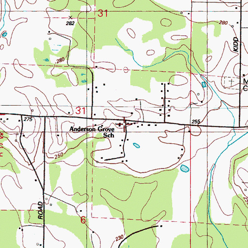 Topographic Map of Anderson Grove Elementary School, MS