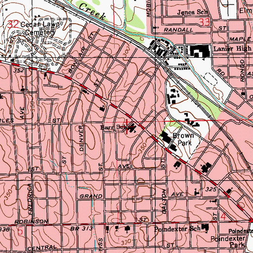 Topographic Map of Barr Elementary School, MS