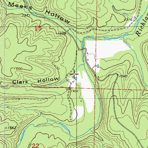 Topographic Map of Clark Hollow, AR