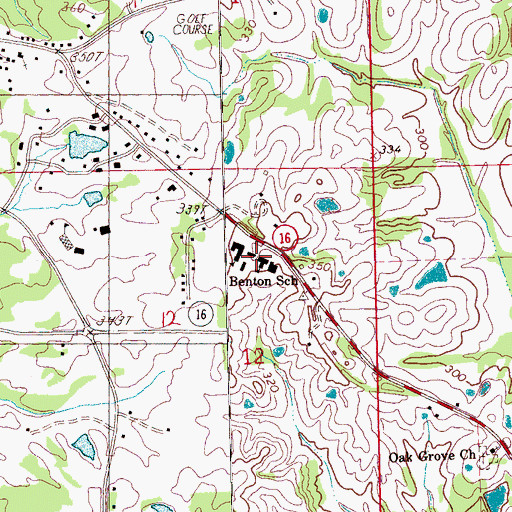 Topographic Map of Benton High School, MS