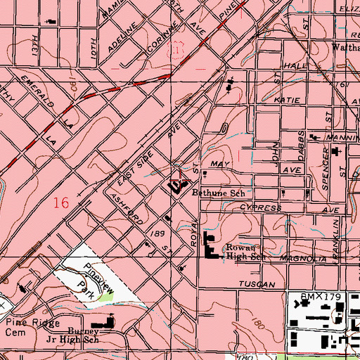 Topographic Map of Mary Bethune Elementary School, MS