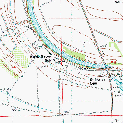 Topographic Map of Black Bayou Elementary School, MS