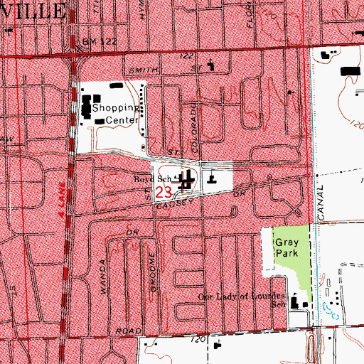 Topographic Map of Boyd Elementary School, MS