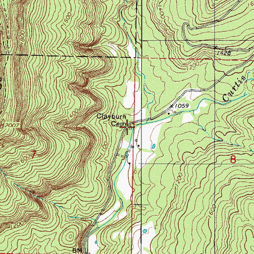 Topographic Map of Clayburn Cemetery, AR