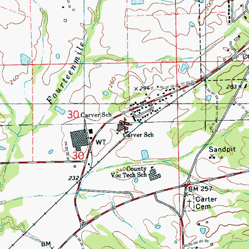 Topographic Map of Carver Elementary School, MS