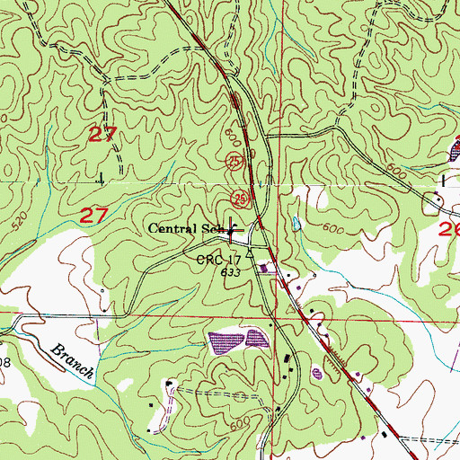 Topographic Map of Central Elementary School, MS