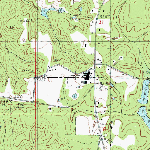 Topographic Map of Clarkdale High School, MS