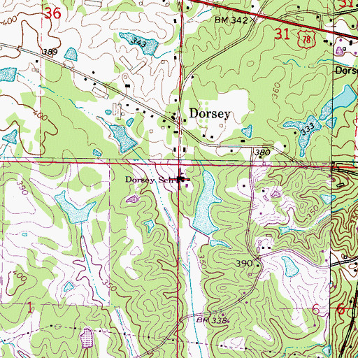 Topographic Map of Dorsey Elementary School, MS