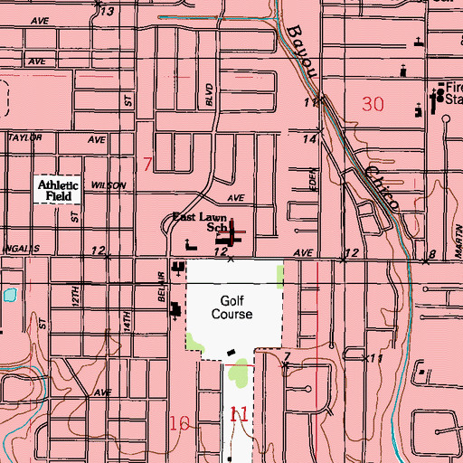 Topographic Map of East Lawn Elementary School, MS