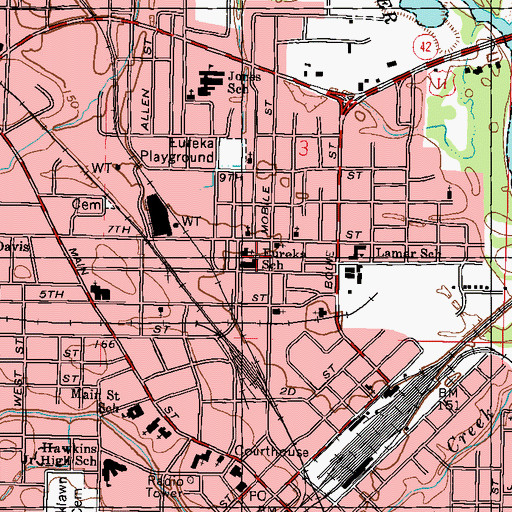 Topographic Map of Eureka Elementary School, MS