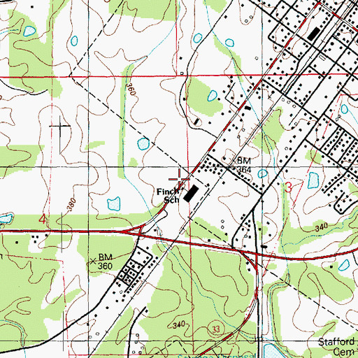 Topographic Map of Finch Elementary School, MS