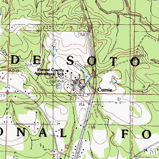 Topographic Map of Forrest County Agricultural High School, MS