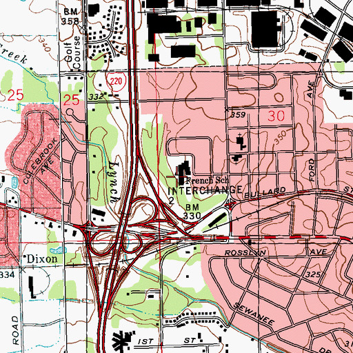 Topographic Map of Emma French Elementary School, MS