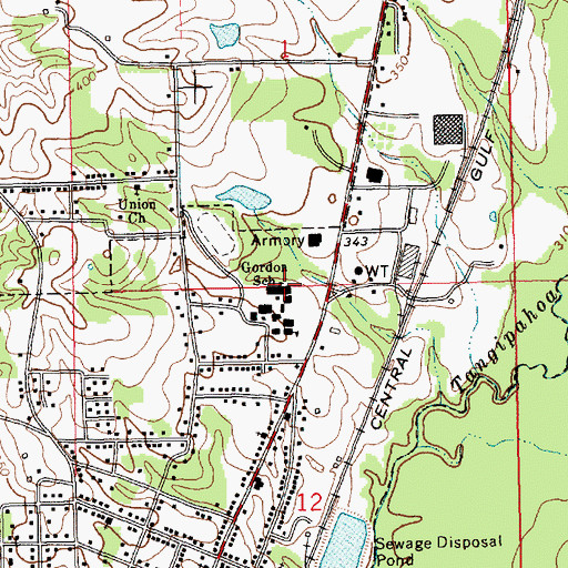 Topographic Map of Eva Gordon Elementary School, MS