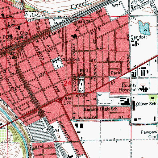 Topographic Map of Hall Elementary School, MS