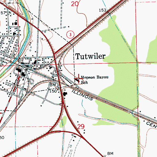 Topographic Map of Hopson Bayou Elementary School, MS