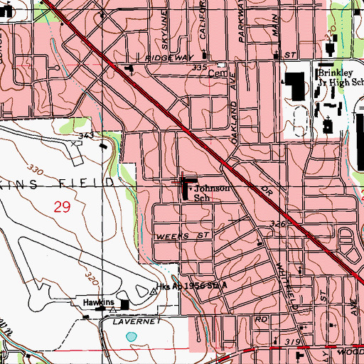 Topographic Map of Johnson Elementary School, MS