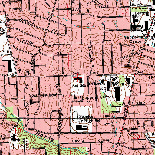 Topographic Map of Key Elementary School, MS