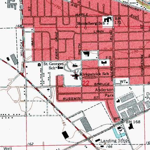 Topographic Map of Kirkpatrick Elementary School, MS