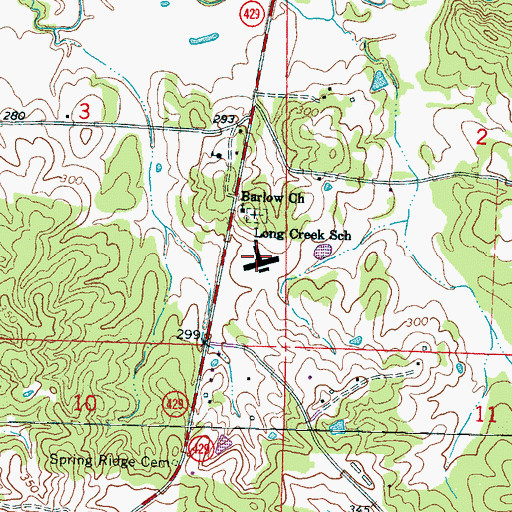 Topographic Map of Long Creek Elementary School, MS