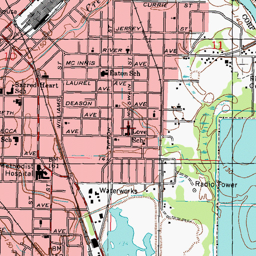 Topographic Map of Grace Love Elementary School, MS